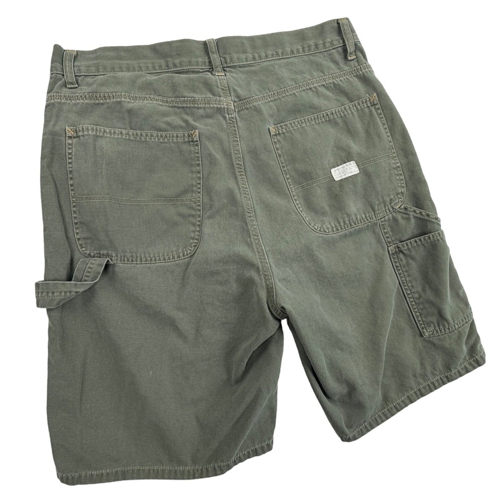 Vintage GAP Carpenter Shorts Men 36 Olive Green Cotton Canvas Utility Work Y2K - Picture 7 of 15